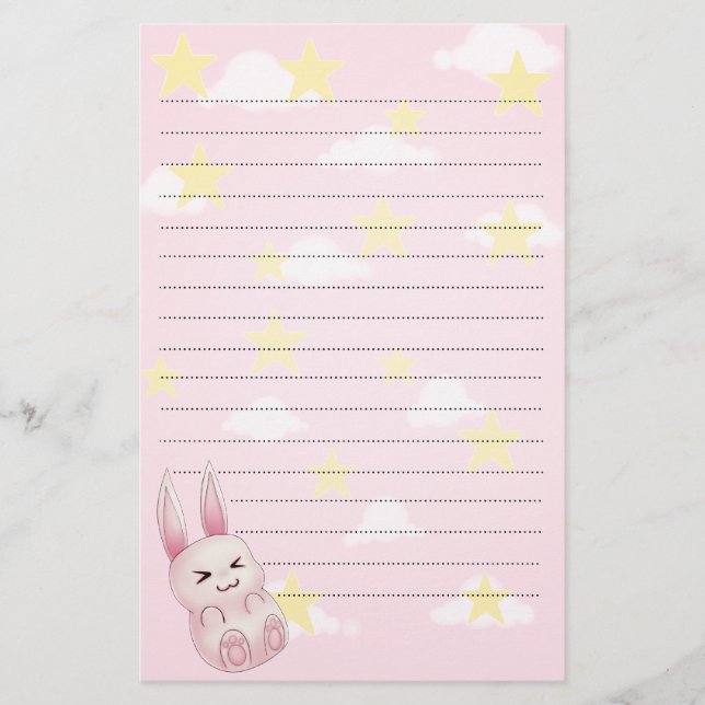 Niedliches rosa Kawaii Häschenkaninchen, das von Briefpapier (Vorderseite)