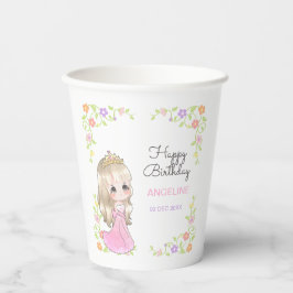 Niedliches rosa Kleid Princess Floral Geburtstag Pappbecher