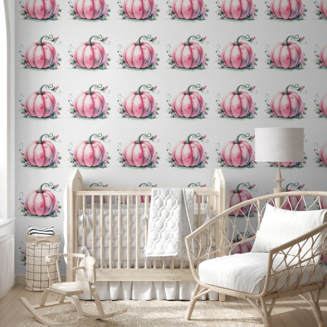 Niedliches rosa Kürbismuster Tapete (Kinder)