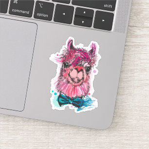 Niedliches rosa Lama Aufkleber