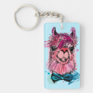 Niedliches rosa Lama Schlüsselanhänger