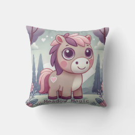 Niedliches rosa Lila Pony im Traum Wiese Kissen