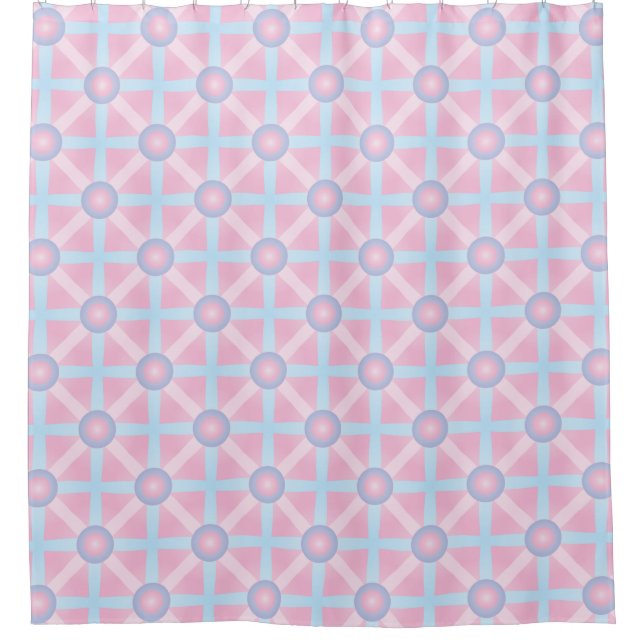 Niedliches rosa, Lila und hellblaues Muster Duschvorhang (Vorderseite)