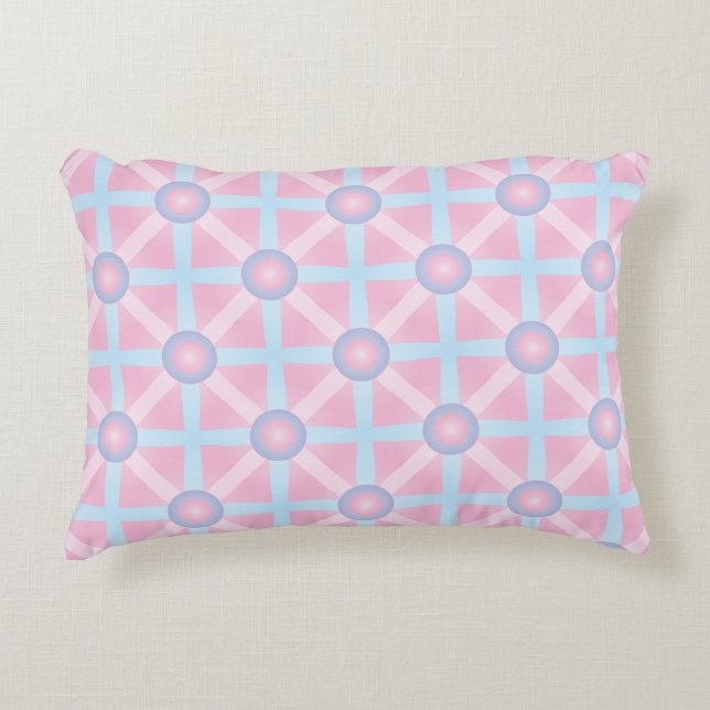Niedliches rosa, Lila und hellblaues Muster Zierkissen (Vorderseite)