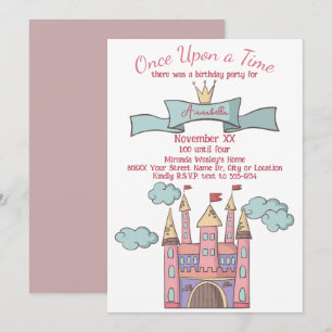 Niedliches Rosa Märchen Burg Princess Einladung