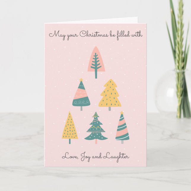 Niedliches Rosa Moderner Weihnachtsbaum Festlich Karte (Vorderseite)