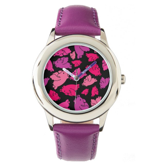 Niedliches rosa Muster Armbanduhr (Vorderseite)