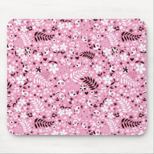 niedliches rosa Muster der Vögel und der Blumen Mousepad