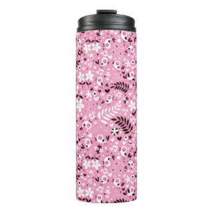 niedliches rosa Muster der Vögel und der Blumen Thermosbecher