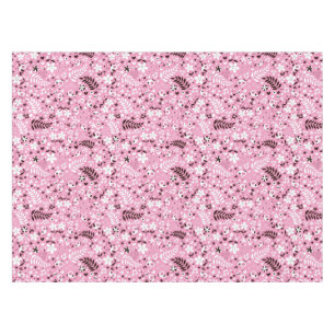 niedliches rosa Muster der Vögel und der Blumen Tischdecke