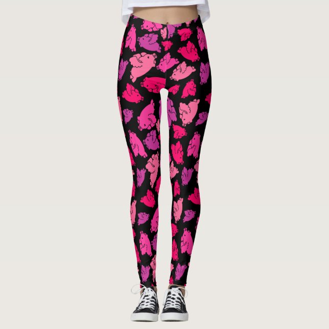 Niedliches rosa Muster Leggings (Vorderseite)