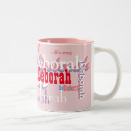 niedliches rosa Namensmuster, personalisiert Zweifarbige Tasse