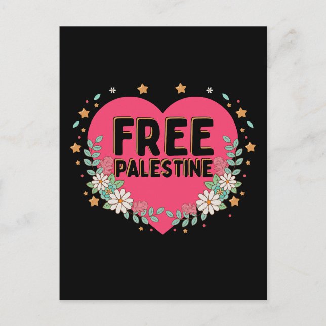 niedliches rosa Palästina-Herzdesign Postkarte (Vorderseite)