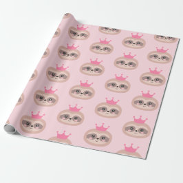 Niedliches rosa Papier Sloth-Prinzessin-Verpackung Geschenkpapier