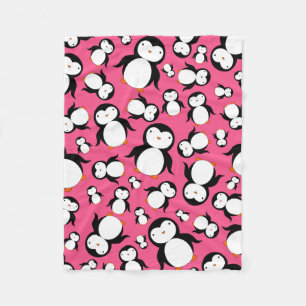 Niedliches rosa Penguinmuster Fleecedecke