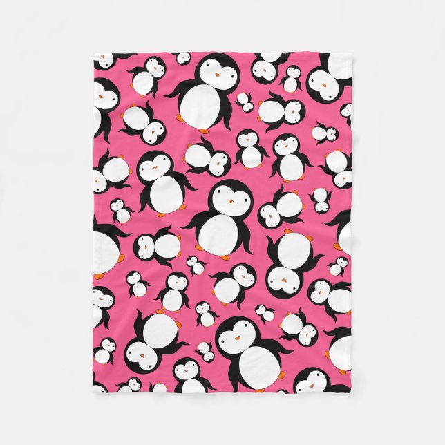Niedliches rosa Penguinmuster Fleecedecke (Vorderseite)