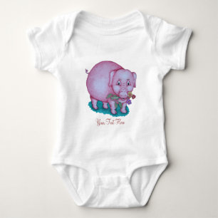 Niedliches rosa piggy mit buntem Blumenentwurf Baby Strampler