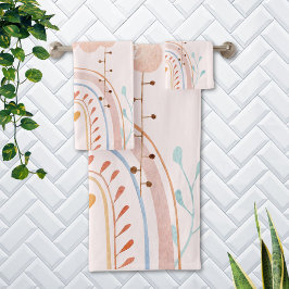 Niedliches Rosa Regenbogen Kinder Badhandtuch Set