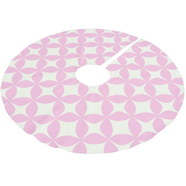 Niedliches rosa Retro Geometrie Mitteles Mod-Muste Polyester Weihnachtsbaumdecke (Schrägansicht)