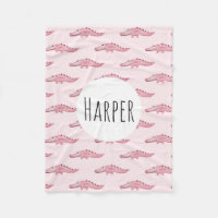 Niedliches rosa Safari Krokodile-Muster und Name d
