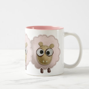 Niedliches rosa Schaf-Imitat geglaubtes Druckbild Zweifarbige Tasse