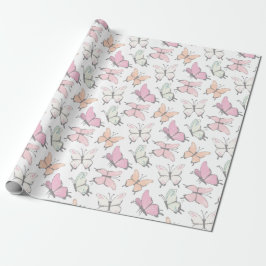 Niedliches rosa Schmetterlingsmuster Geschenkpapier