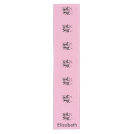 Niedliches Rosa, Schwarze Silhouette Kurzer Tischläufer