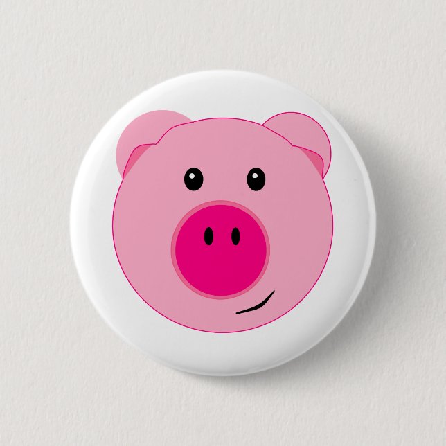 Niedliches rosa Schwein Button (Vorderseite)