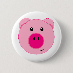 Niedliches rosa Schwein Button