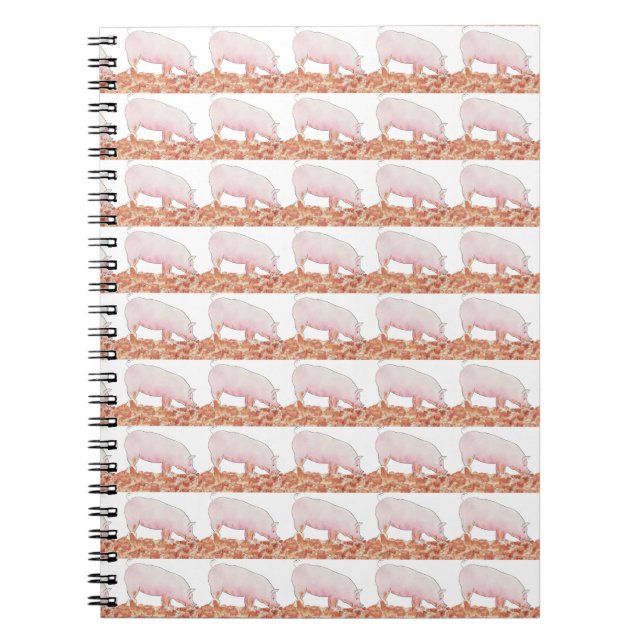Niedliches rosa Schwein im Muck Funny Wasserfarbe  Notizblock (Vorderseite)