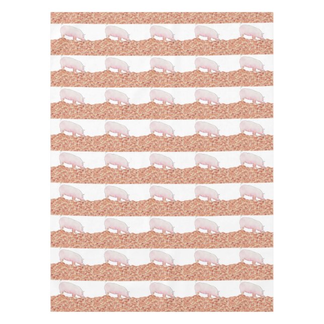 Niedliches rosa Schwein im Muck Funny Wasserfarbe  Tischdecke (Vorderseite)