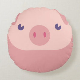 Niedliches rosa Schwein mit einem Schwanz auf der  Rundes Kissen
