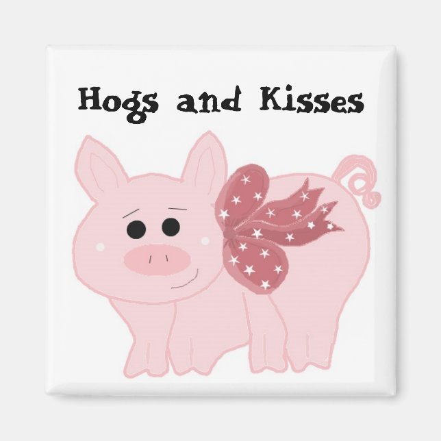 Niedliches Rosa Schwein mit lustigem Sprichwort Magnet (Vorne)