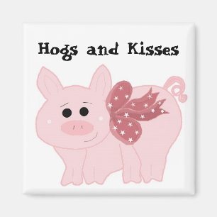 Niedliches rosa Schwein mit lustigem Spruch Magnet