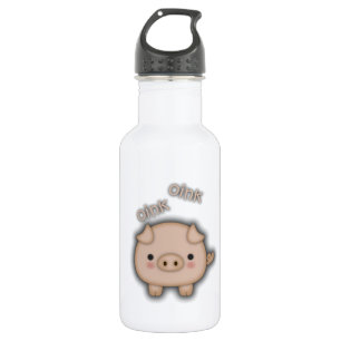Niedliches rosa Schwein Oink Edelstahlflasche