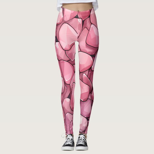 Niedliches rosa Steinmuster Leggings (Vorderseite)