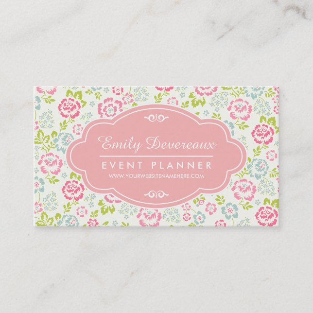 Niedliches rosa u. blaues Girly mit Visitenkarte (Vorderseite)