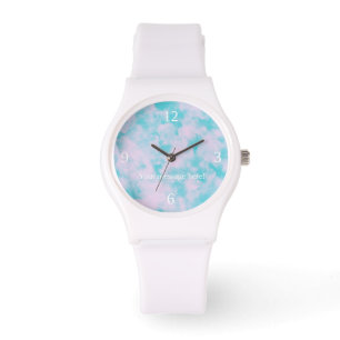 Niedliches Rosa und blauer Himmel Personalisierter Armbanduhr