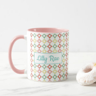Niedliches rosa und blaues Abstrakt geometrisches  Tasse