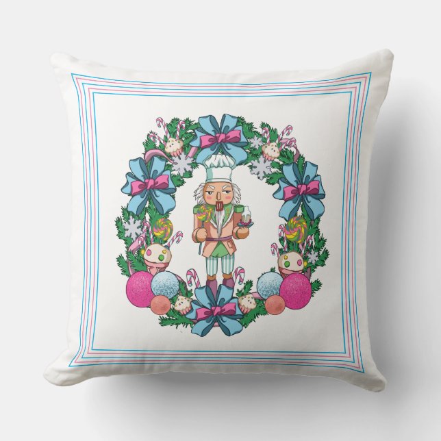 Niedliches Rosa und blaues Weihnachtslied Kissen (Vorderseite)