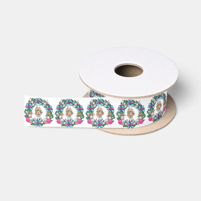 Niedliches Rosa und blaues Weihnachtslied Satinband (Spule)