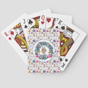 Niedliches Rosa und blaues Weihnachtslied Spielkarten