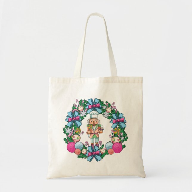Niedliches Rosa und blaues Weihnachtslied Tragetasche (Vorne)