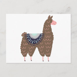 Niedliches Rosa und Brown-Lama Postkarte