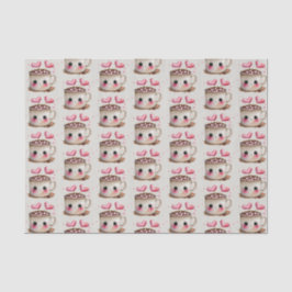 Niedliches rosa und cremefarbenes Kakao-Muster Seidenpapier