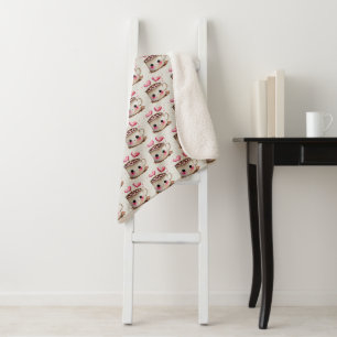 Niedliches rosa und cremefarbenes Kakao-Muster Sherpadecke