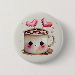 Niedliches Rosa und cremefarbenes Wasser - Kakao T Button