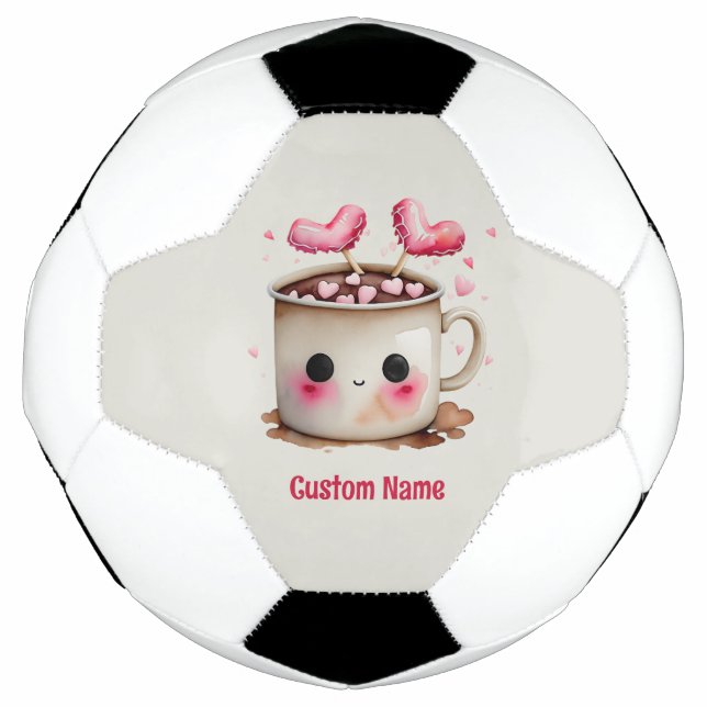 Niedliches Rosa und cremefarbenes Wasser - Kakao T Fußball (Vorderseite)
