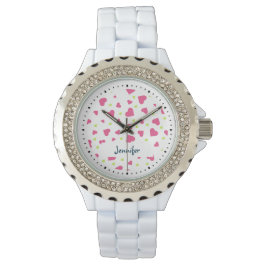 Niedliches rosa und grünes Herz-Kreislauf-Muster Armbanduhr