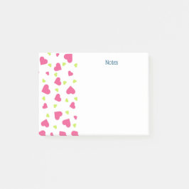 Niedliches rosa und grünes Herz-Kreislauf-Muster Post-it Klebezettel